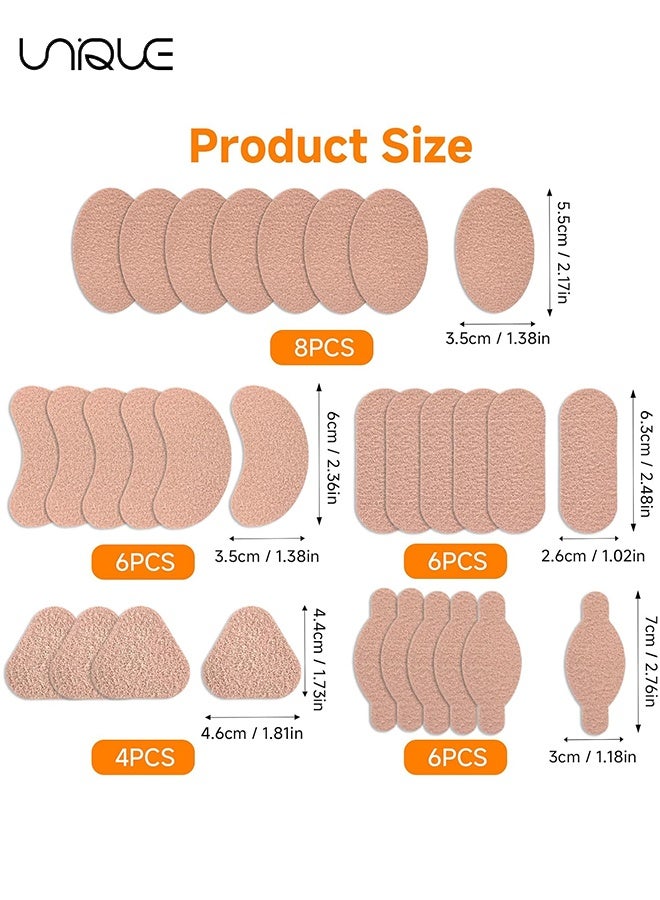 يونيك 15 ورقة (30 قطعة) وسادات البونيون - وسادات رغوية لصمغ لون البشرة لإكسسوارات الحذاء (5 أشكال) - للرجال والنساء لتقليل الاحتكاك، مسامير القدم، تخفيف الألم والخدوش - Image 2